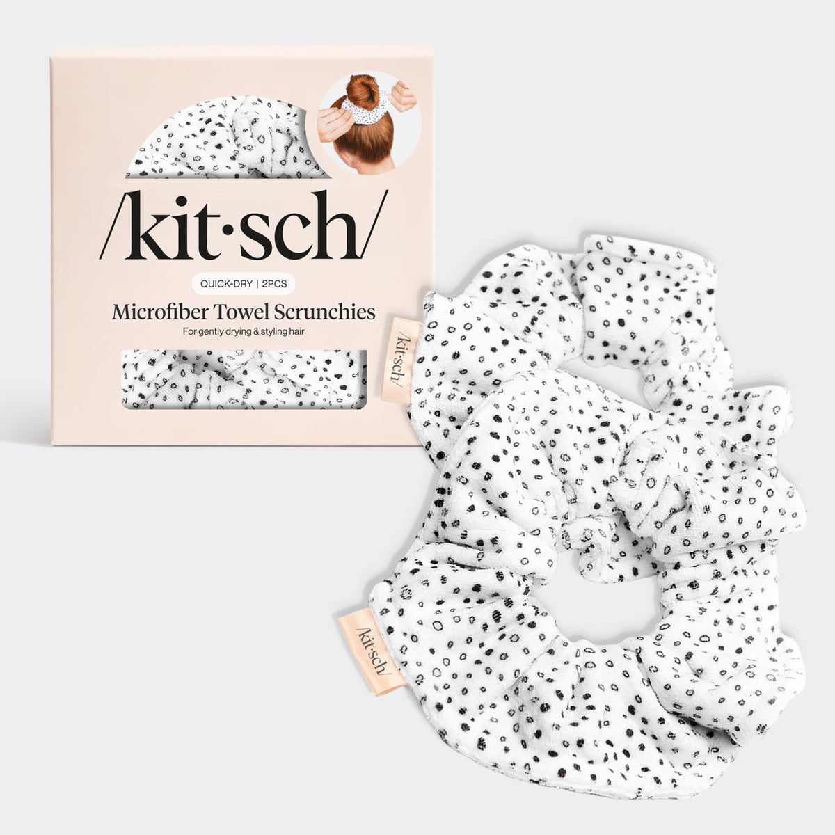 Micro Dot Microfiber Quick-Dry Towel Scrunchies 2pc Set