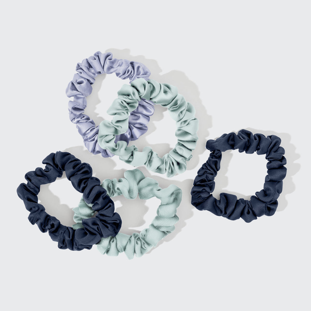 Garden Bouquet Ruched Satin Scrunchies 5pc Set