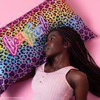 Lisa Frank x Kitsch Satin Pillowcase in Rainbow Leopard - King