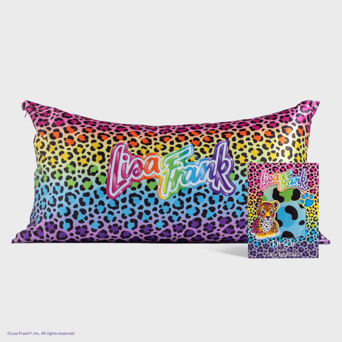 Lisa Frank x Kitsch Satin Pillowcase in Rainbow Leopard - King