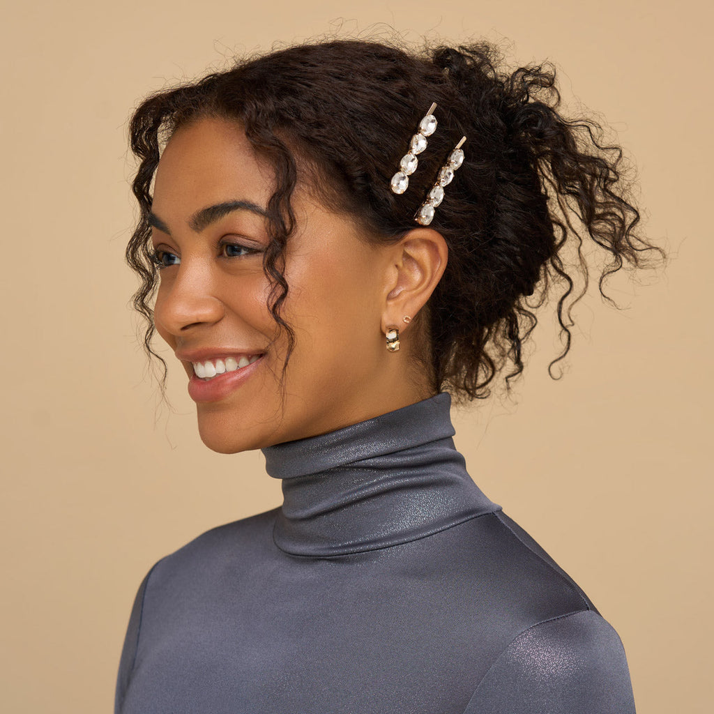 White Gemstone Bobby Pins