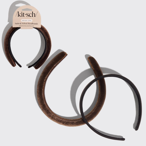 Black & Chocolate Satin & Velvet Headbands