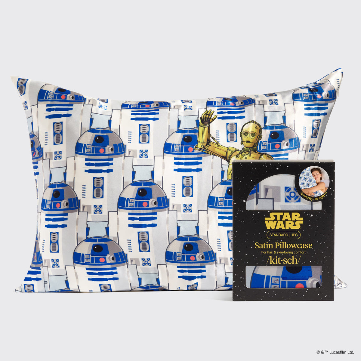 Star Wars™ & Kitsch Satin Pillowcase in R2-D2 & C-3PO