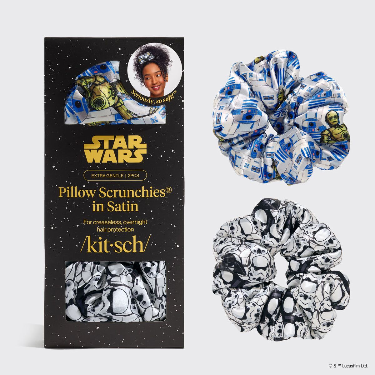 Star Wars™ & Kitsch Satin Pillow Scrunchies® in R2-D2 & Stormtroopers