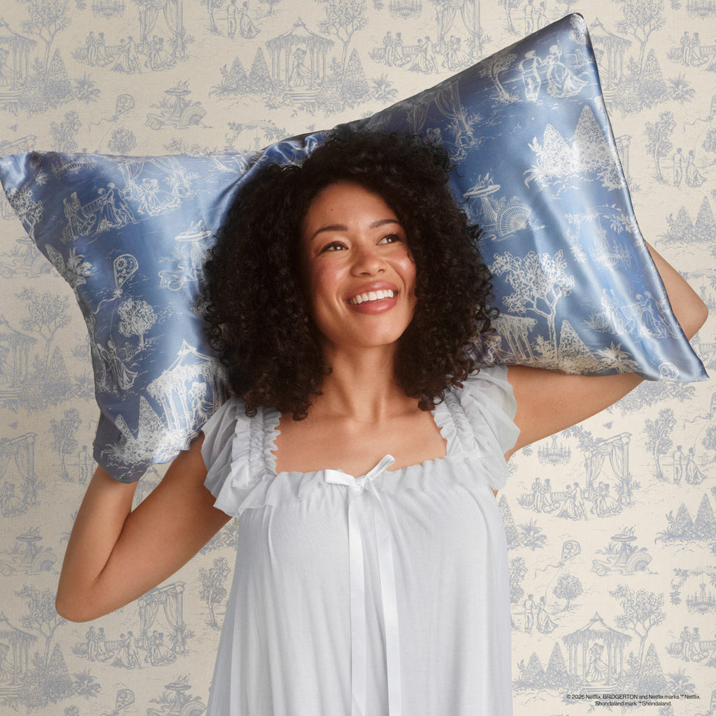 Bridgerton x Kitsch Satin Pillowcase in Garden Toile 2 Pack - King