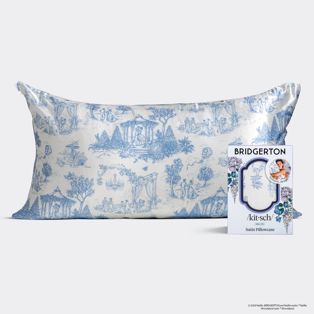 Bridgerton x Kitsch Satin Pillowcase in Garden Toile 2 Pack - King