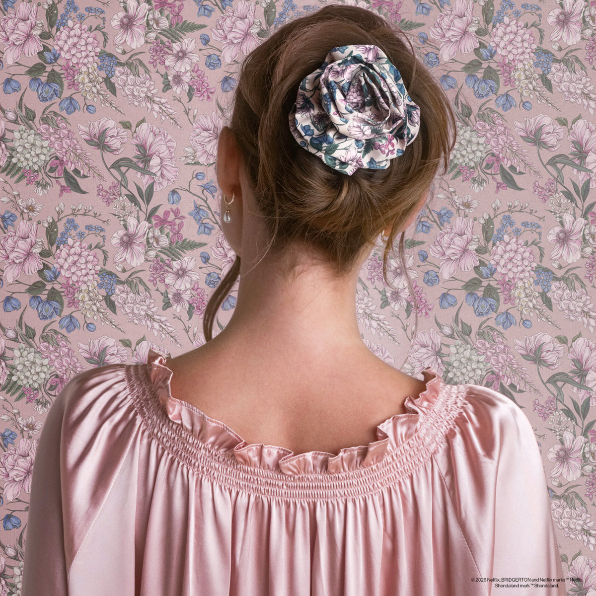 Bridgerton x Kitsch Satin Rosette Medium Flat Cloud Clip in Wisteria