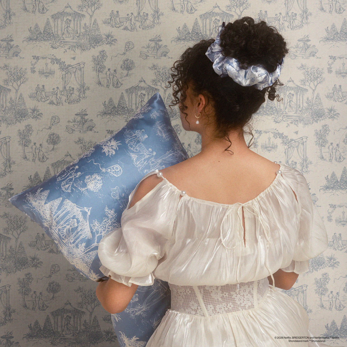 Bridgerton x Kitsch Satin Pillowcase in Garden Toile 4 Pack - King
