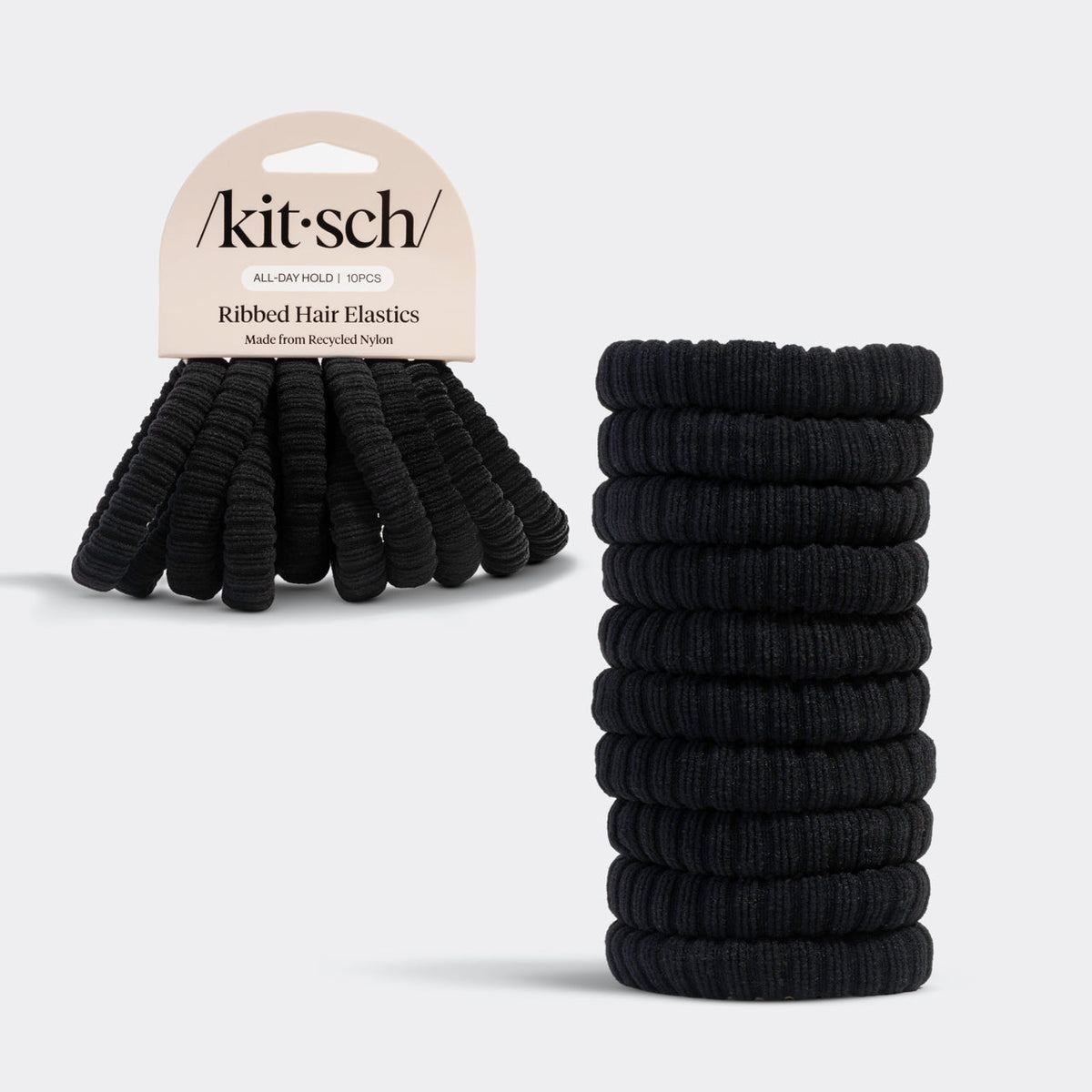 Black Ribbed Hair Elastics