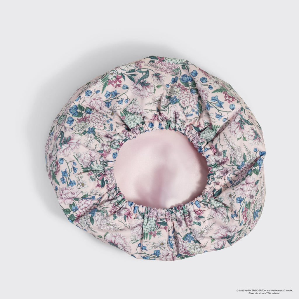 Bridgerton x Kitsch Satin-Lined Flexi Shower Cap in Wisteria