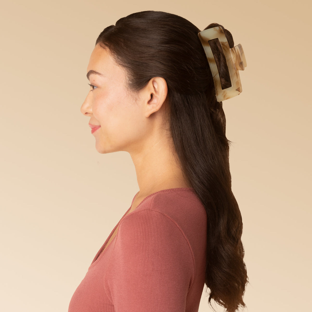 Chocolate Marble Open Shape Claw Clip - Jumbo