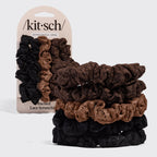Black, Chocolate, & Mocha Ruched Lace Scrunchies 5pc Set