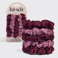 Cherry Lacquer & Dusty Pink Ruched Lace Scrunchies 5pc Set