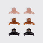 Soft Pink, Mocha & Black Mini Arched Clips 6pc Set