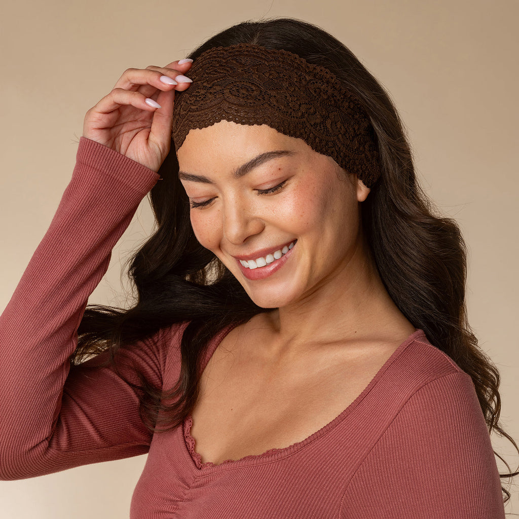 Mocha & Chocolate Wide Lace Headbands 2pc Set