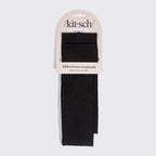 Black Ribbed Elastic Headbands 2pc Set