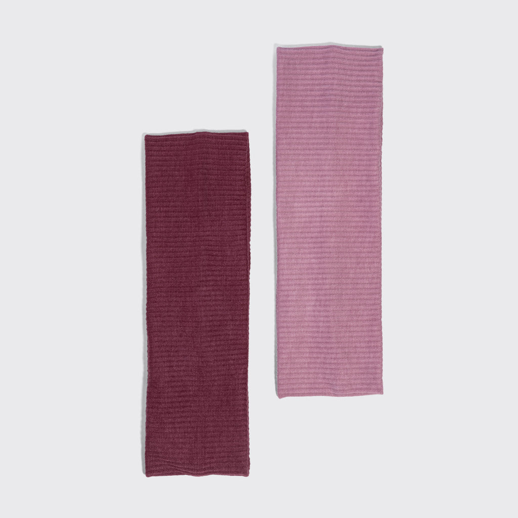 Dusty Pink & Cherry Lacquer Ribbed Elastic Headbands 2pc Set