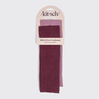 Dusty Pink & Cherry Lacquer Ribbed Elastic Headbands 2pc Set