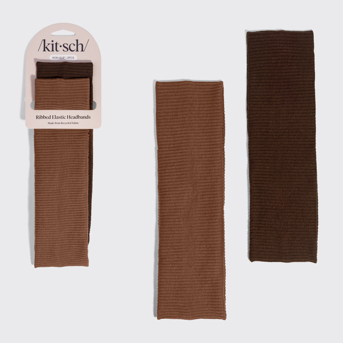 Chocolate & Mocha Ribbed Elastic Headbands 2pc Set