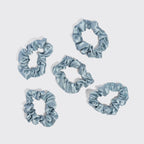 Haze Blue Satin Sleep Scrunchies 5pc Set