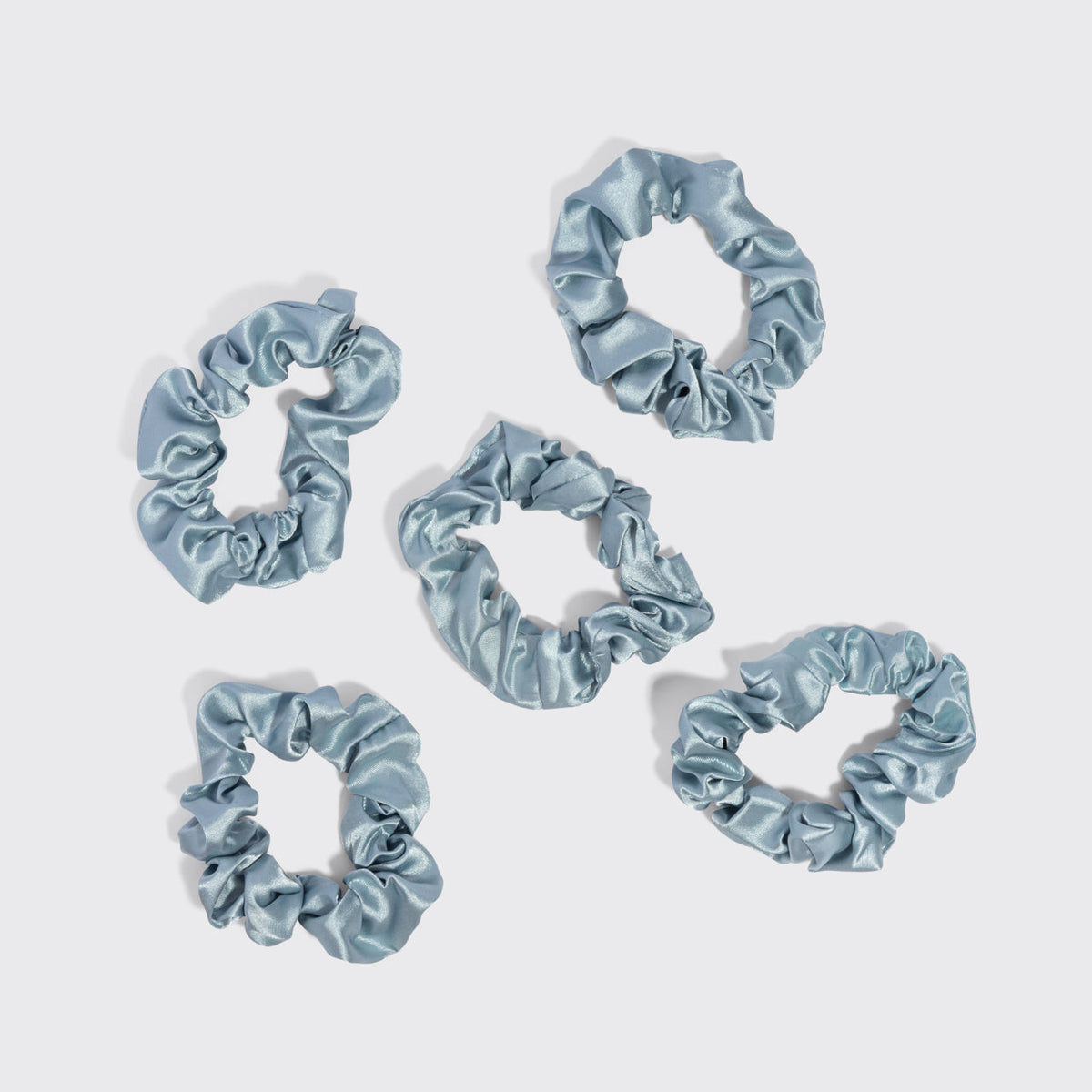 Haze Blue Satin Sleep Scrunchies 5pc Set