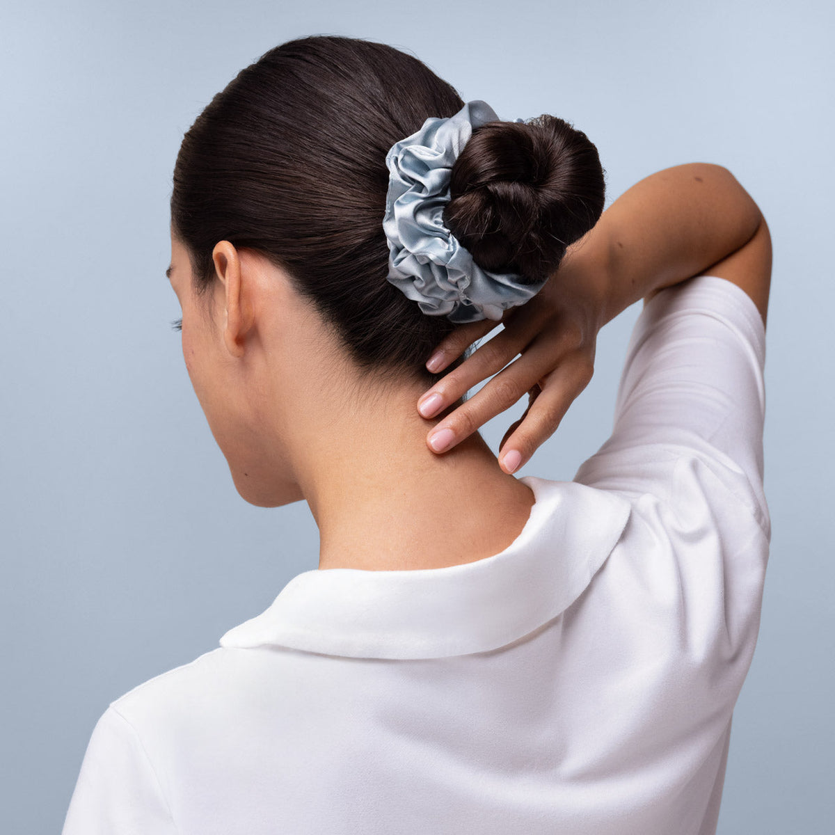 Haze Blue Satin Sleep Scrunchies 5pc Set