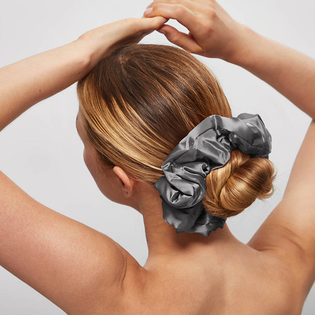 Charcoal & Gold Satin Pillow Scrunchies®