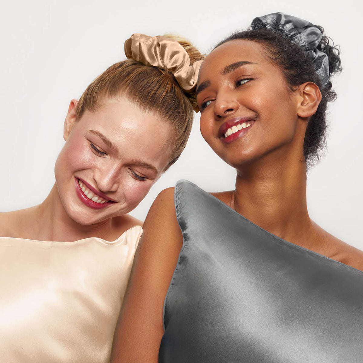 Charcoal & Gold Satin Pillow Scrunchies®