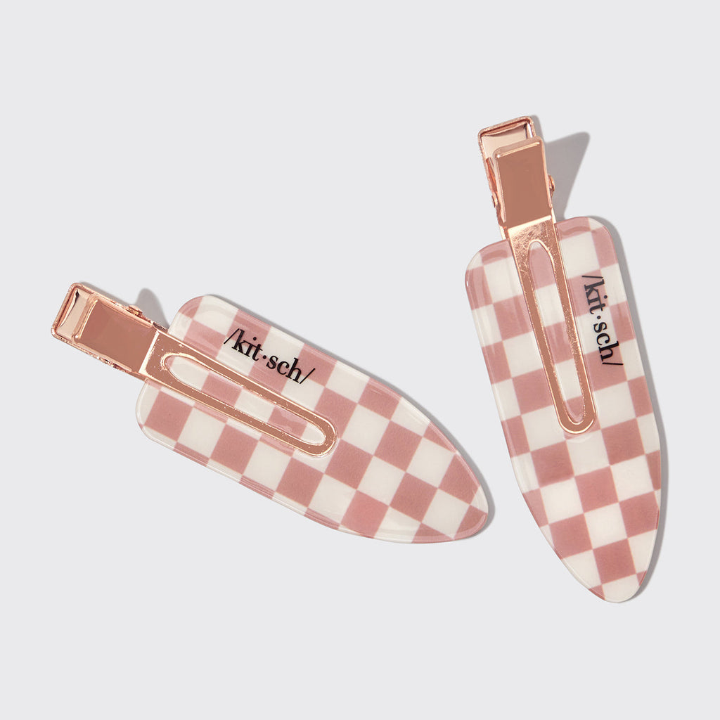 XL Terracotta Checker Creaseless Clips 2pc Set