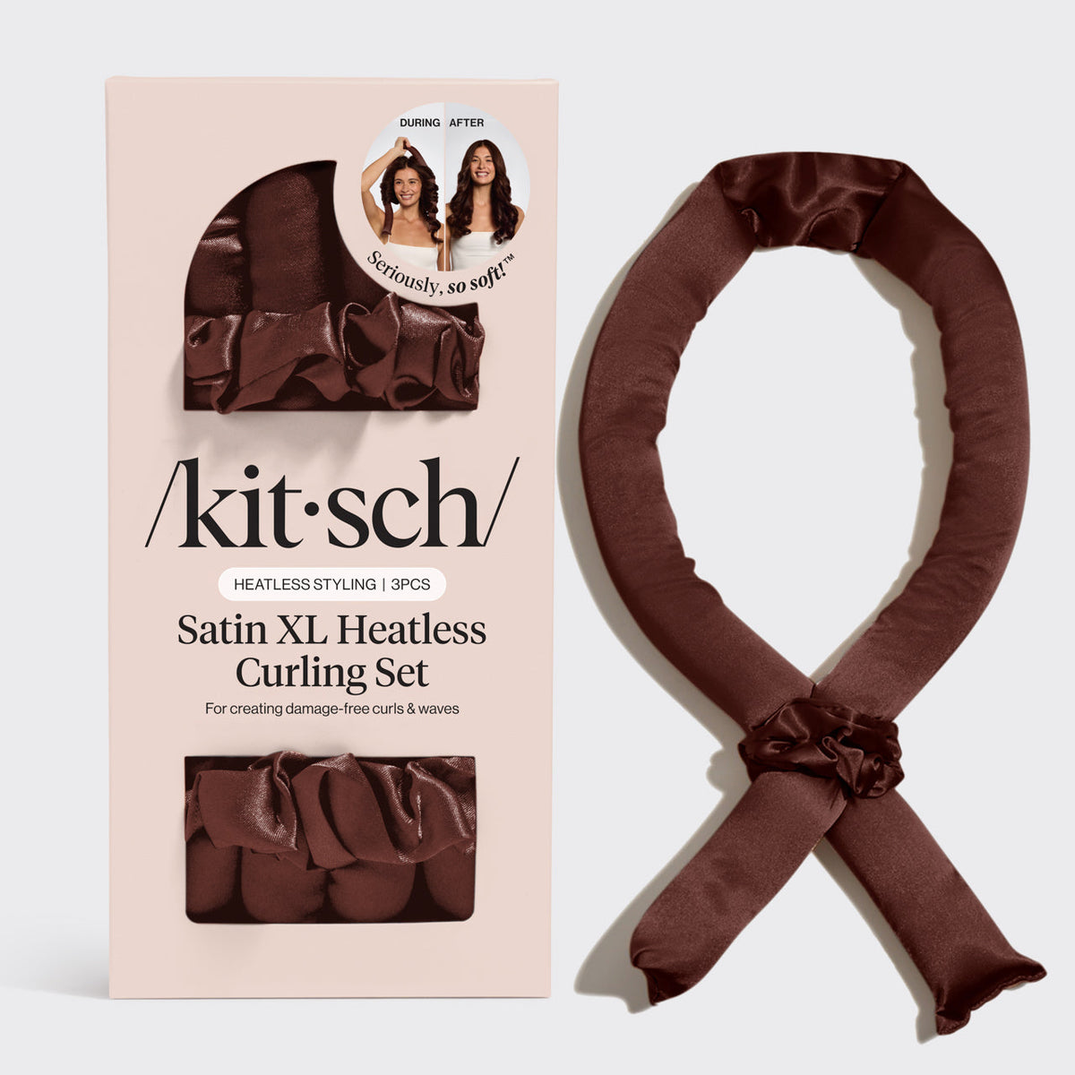Chocolate XL Satin Heatless Curling Set
