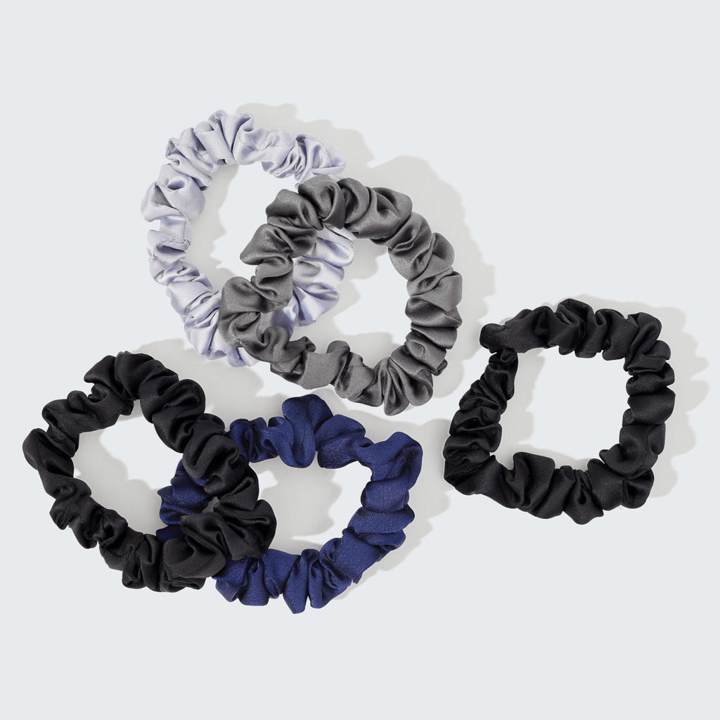 Midnight Satin Petite Scrunchies 5pc Set