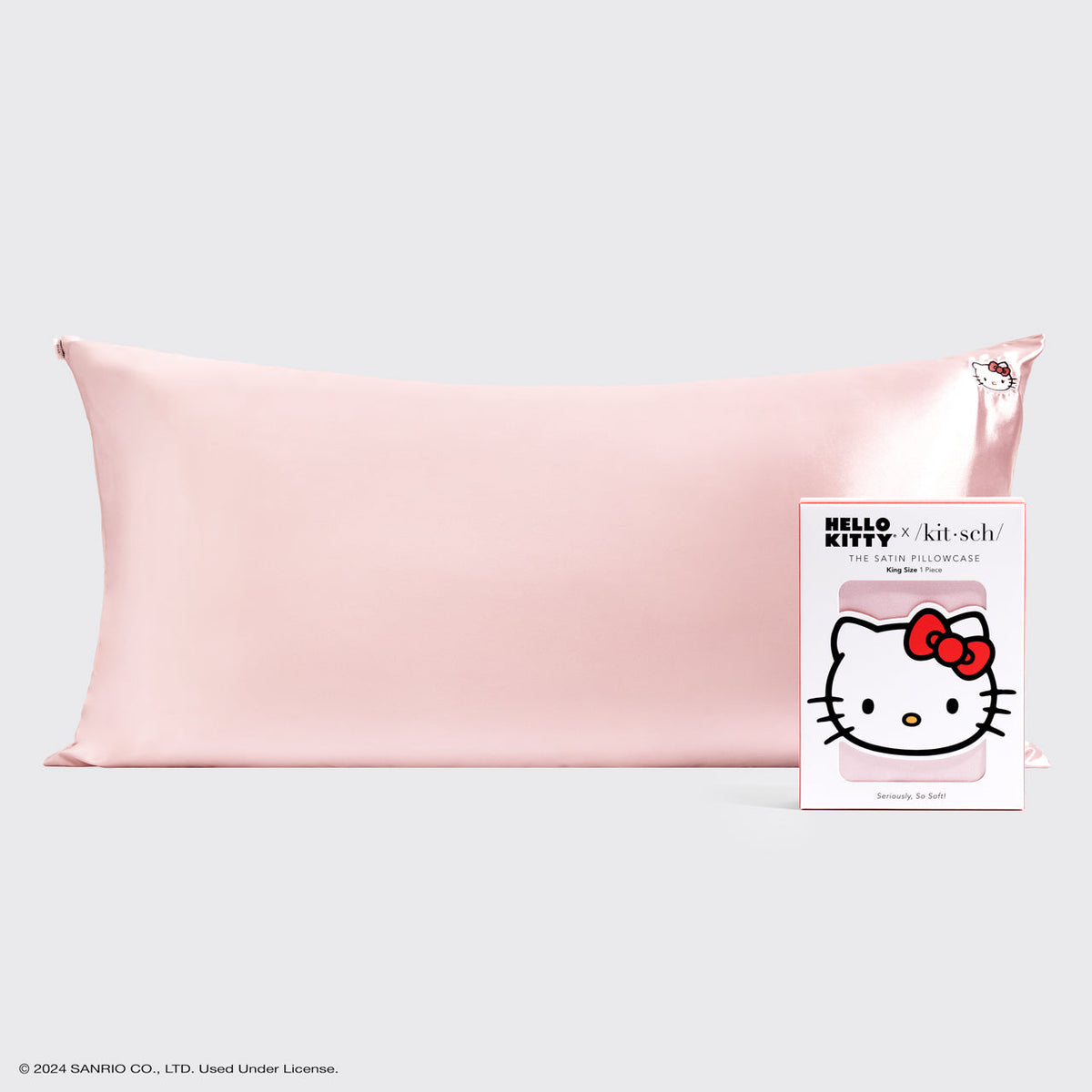 Kitsch x Hello Kitty Satin Pillowcase in Pink Hello Kitty Face - King