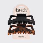 Black & Tort Classic Claw Clips 2pc Set - Jumbo