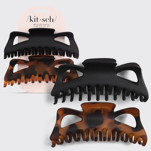 Black & Tort Classic Claw Clips 2pc Set - Jumbo