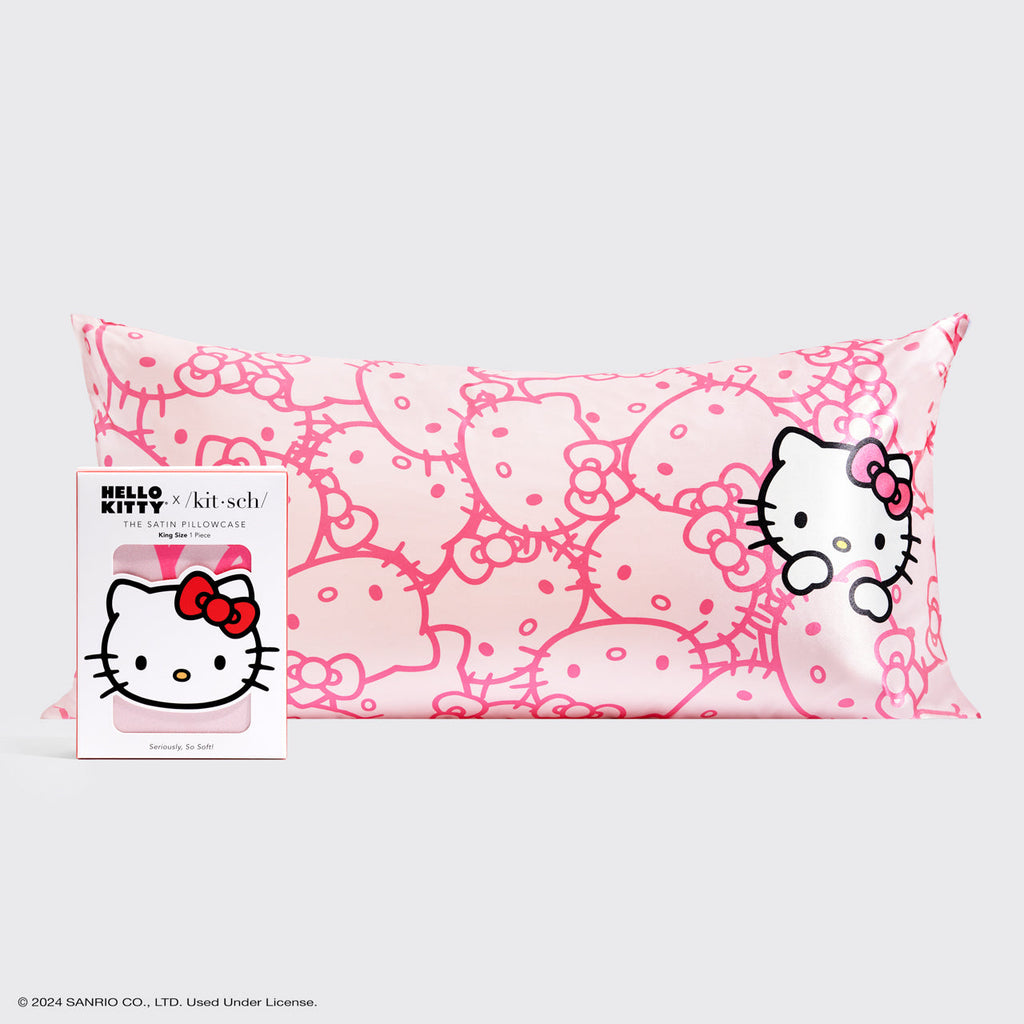 Kitsch x Hello Kitty Satin Pillowcase in Pink Hello Kitty Faces - King