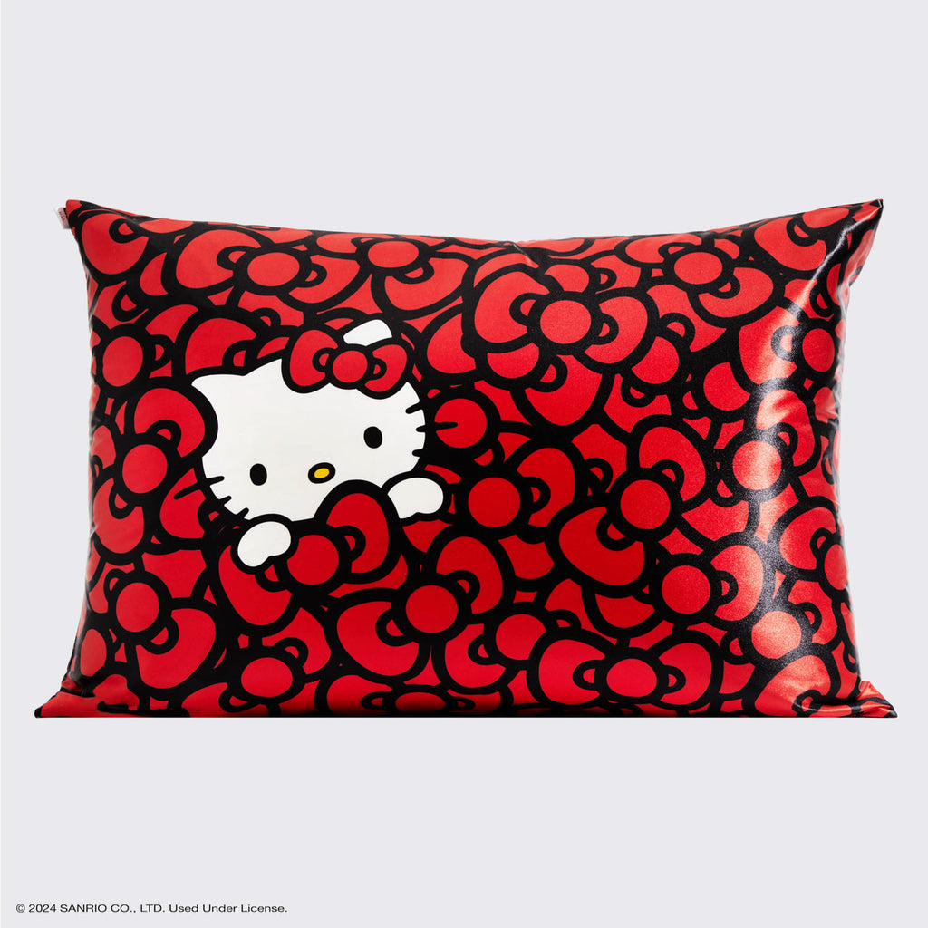 Kitsch x Hello Kitty Satin Pillowcase in Kitty Bathes in a Sea of Bows