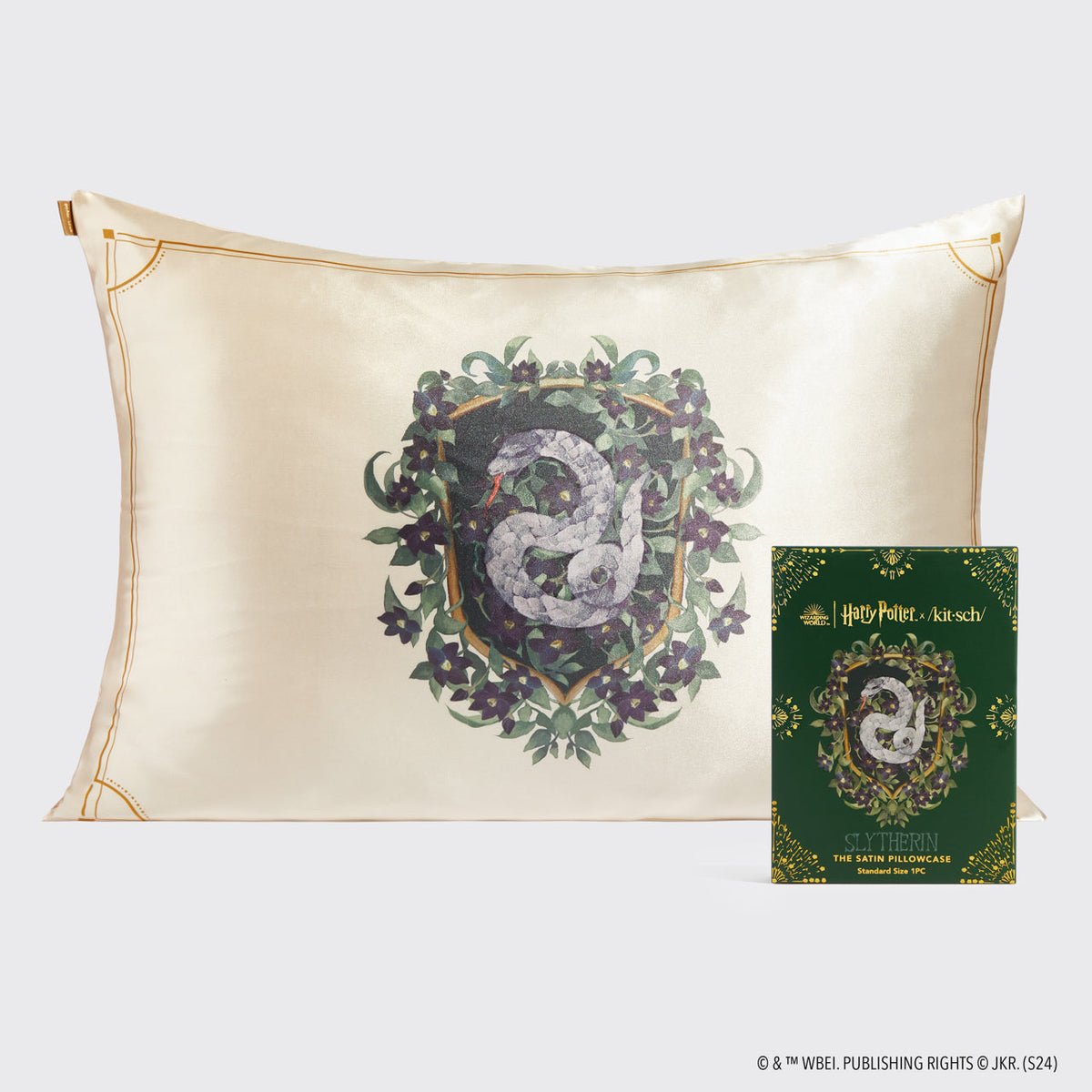 Kitsch x Harry Potter Satin Pillowcase in Slytherin