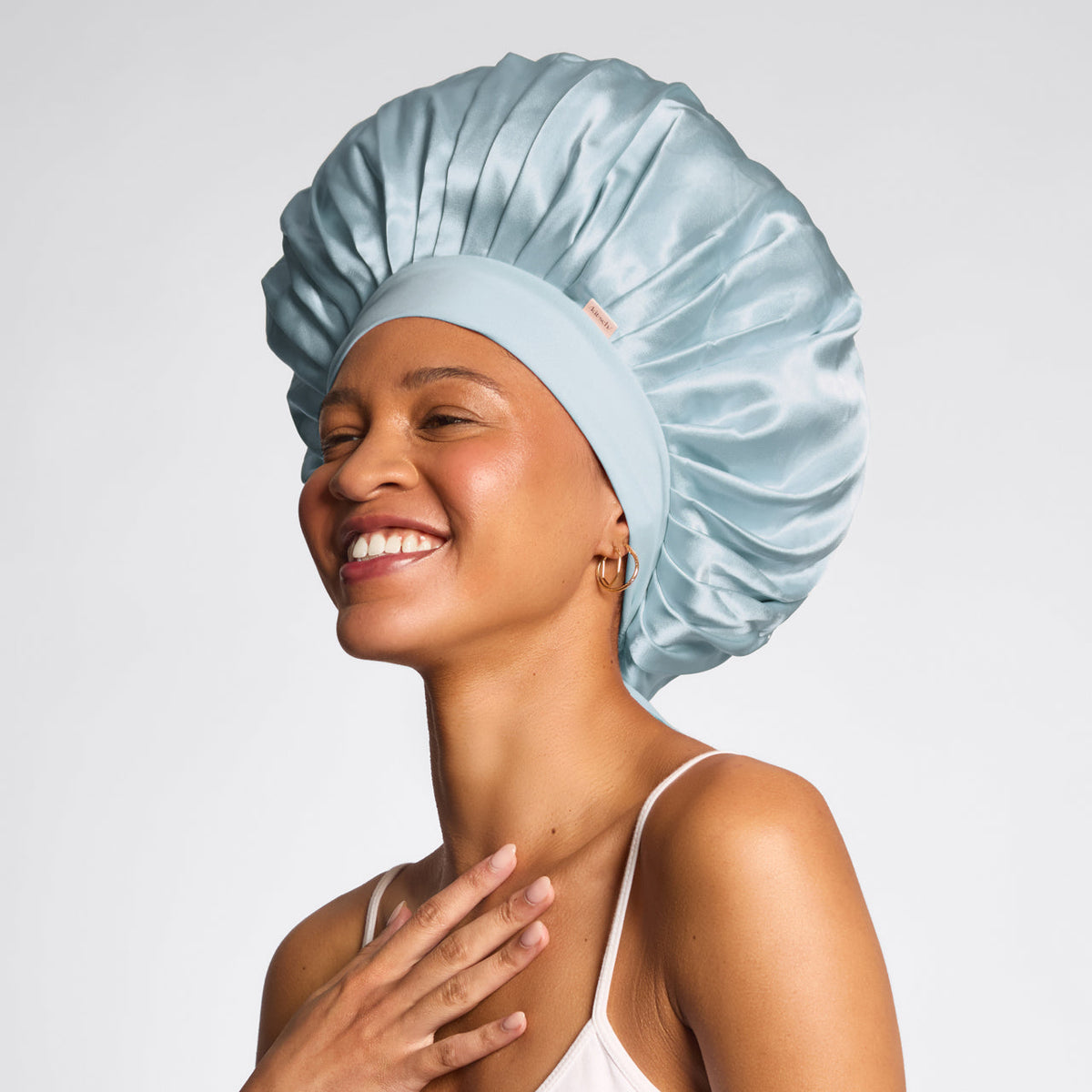 Haze Blue Oversized Satin Bonnet