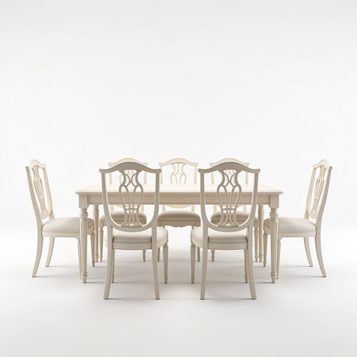 Blissora 5-Piece Dinette Set for 4 Includes a Round Kitchen Table with Pedestal and 4 Dining Chairs, 36x36 Inch, Linen White