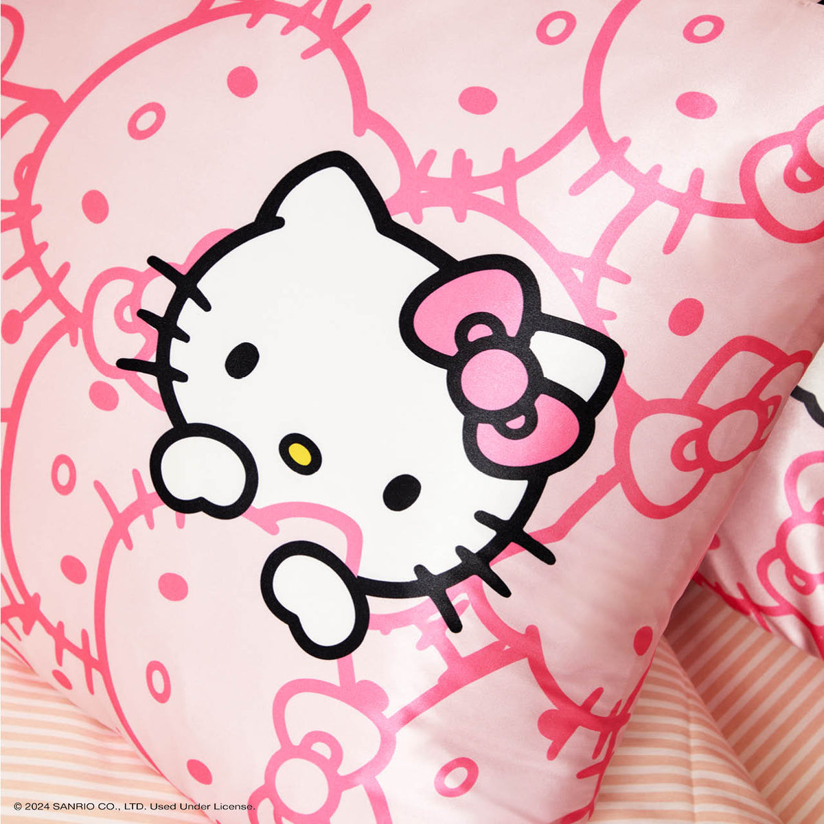 Kitsch x Hello Kitty Satin Pillowcase in Pink Hello Kitty Faces - King