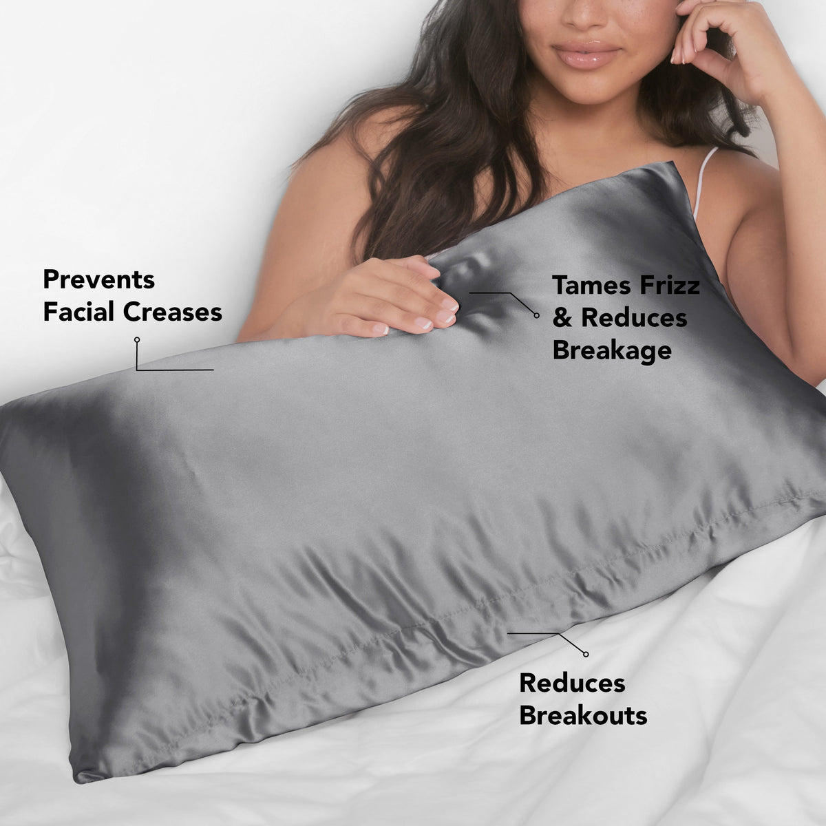 Satin Pillowcase in Charcoal - King