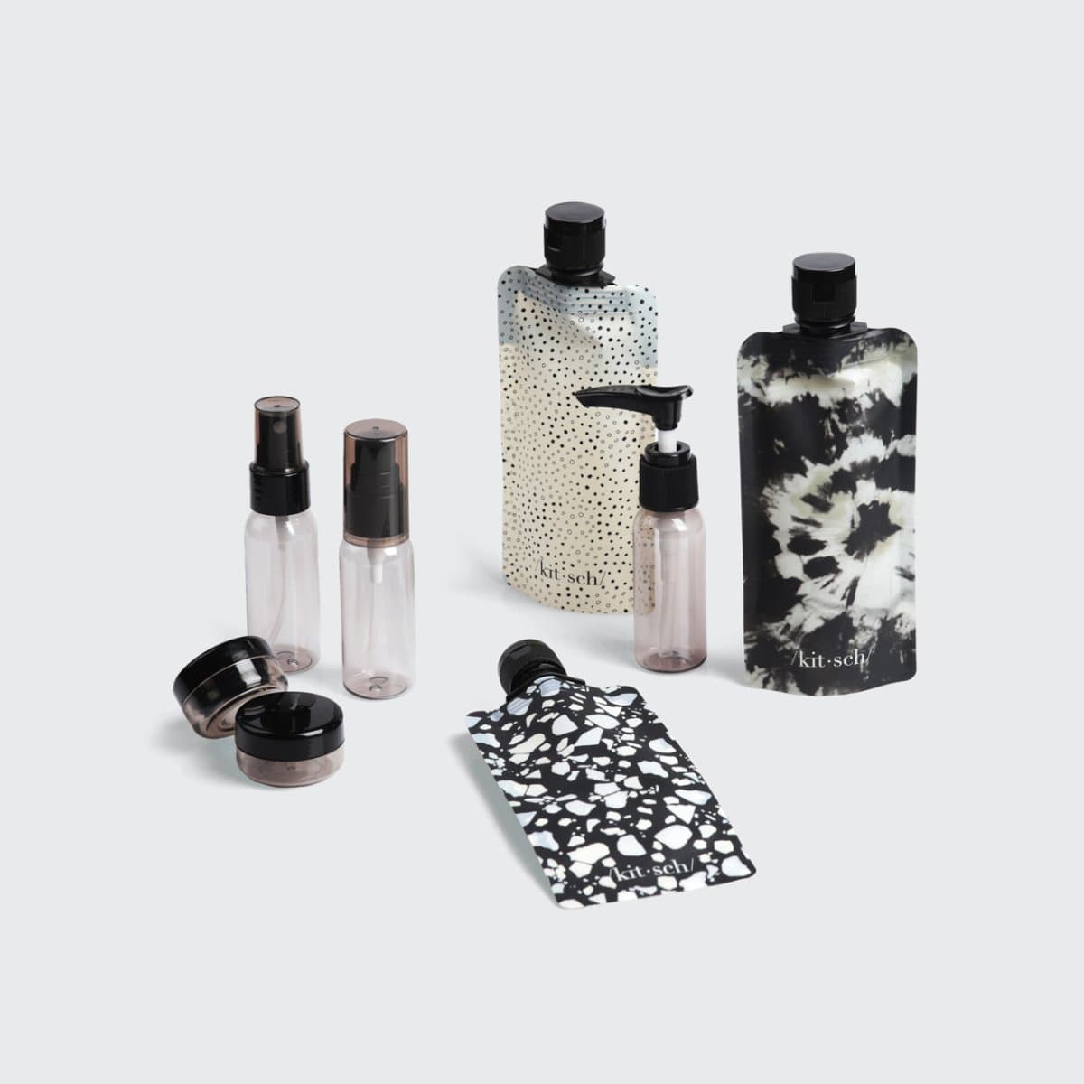 Black & Ivory Travel Bottles for Toiletries 11pc Set